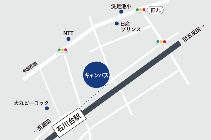 石川台キャンパス周辺地図