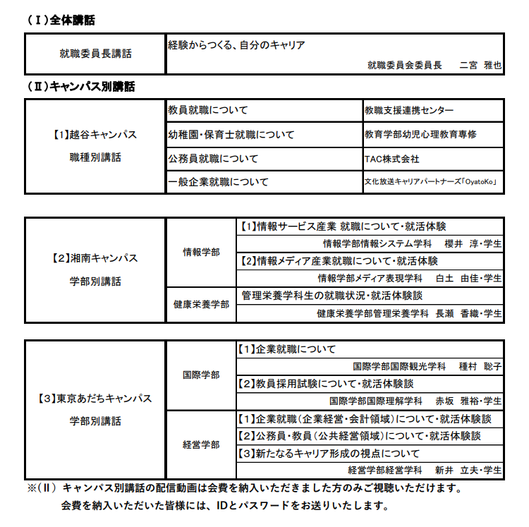2026年度 プログラム一覧