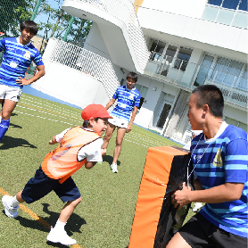 文教大学ラグビー部による、「ラグビー体験」