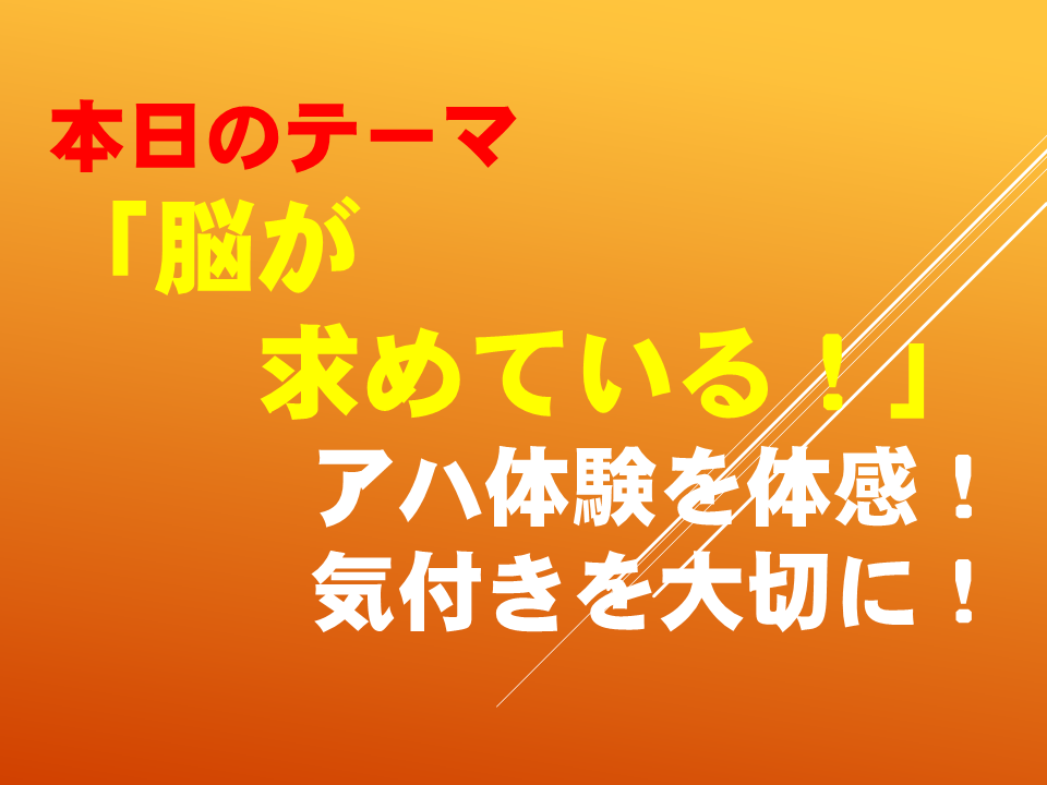 「脳が求めている！」アハ体験を体感！気付きを大切に！
