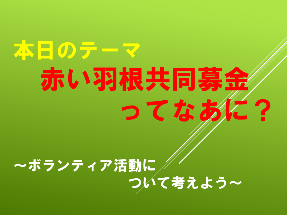 赤い羽根共同募金ってなあに～ボランティア活動について考えよう～