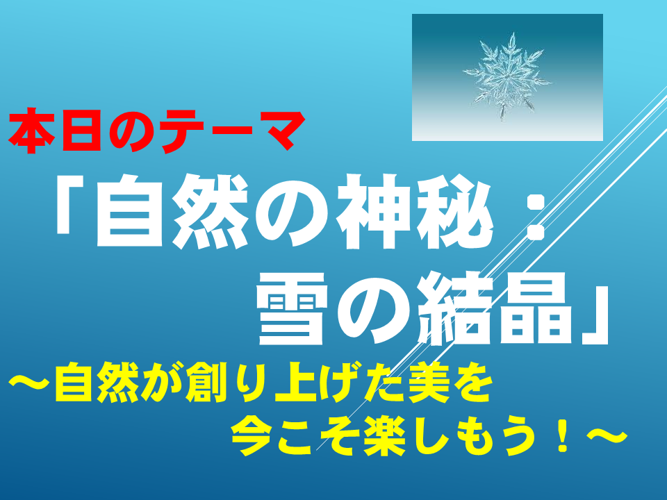 自然の神秘：雪の結晶～自然が創り上げた美を、今こそ楽しもう！～